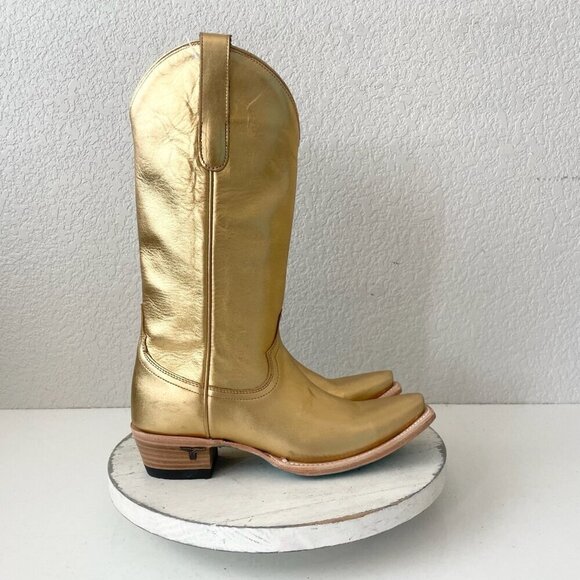 Lane EMMA JANE Womens Cowboy Boots 6.5 Gold Western Cowgirl Mid Calf Tall Boot - Picture 2 of 11
